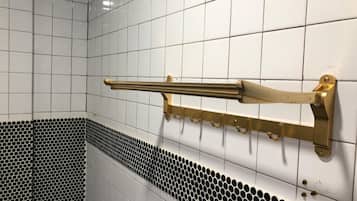 Shower, free toiletries, hair dryer, slippers