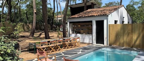 Piscine extérieure, piscine chauffée