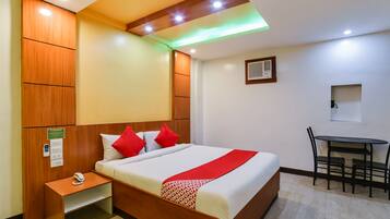 Desk, free WiFi, bed sheets