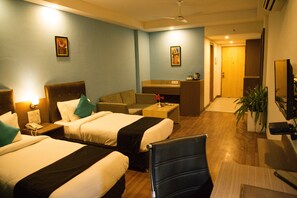 Grand Twin Room | Desk, laptop workspace, blackout drapes, iron/ironing board - Four Leaf Service Suites (Roorkee)