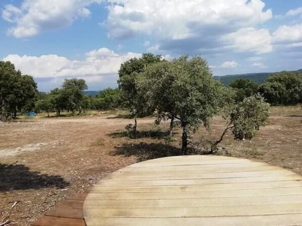 Romantisches Zelt | Blick auf den Garten