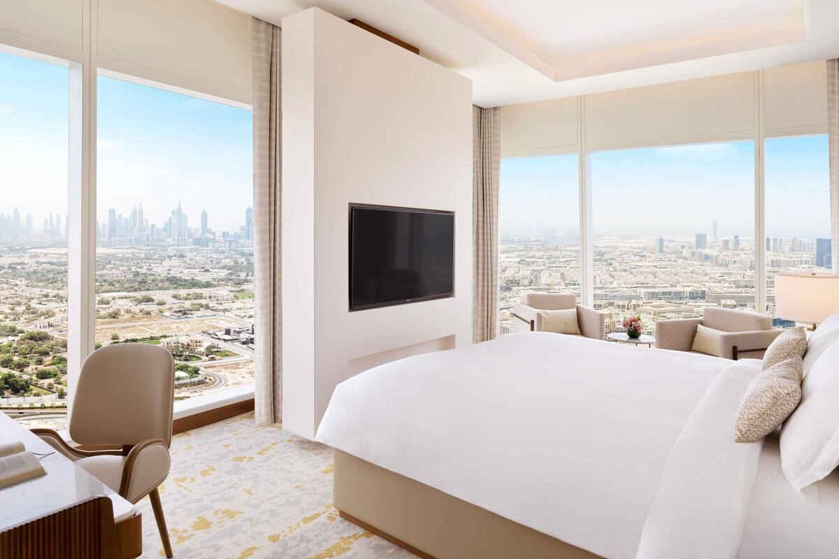 One-Bedroom King Suite with Club Millésime Access. | Premium bedding, pillowtop beds, minibar, in-room safe