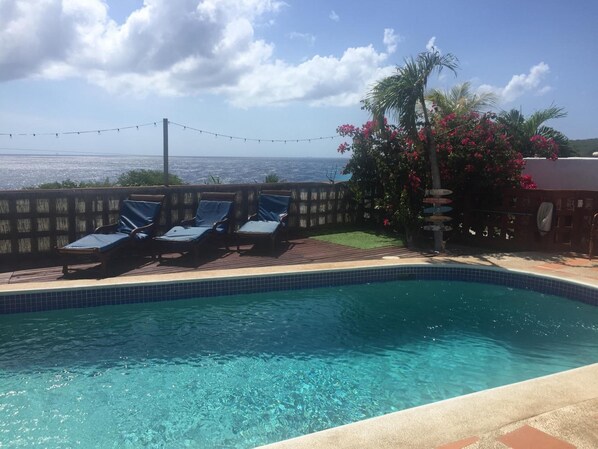 Outdoor pool, pool loungers