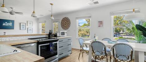 Microwave, oven, stovetop, dishwasher