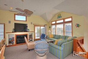 电视、壁炉、电子游戏、DVD 播放器