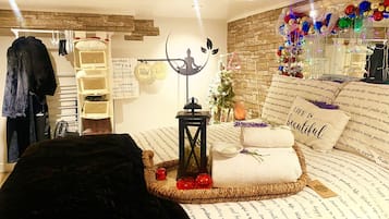 1 bedroom, memory foam beds, iron/ironing board, travel crib