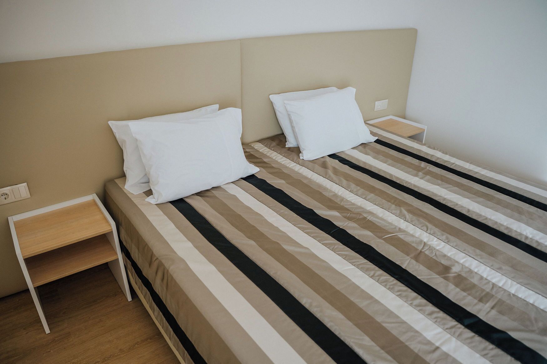 Desk, laptop workspace, blackout drapes, soundproofing