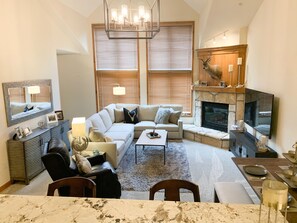 Smart TV, chimenea, reproductor de DVD