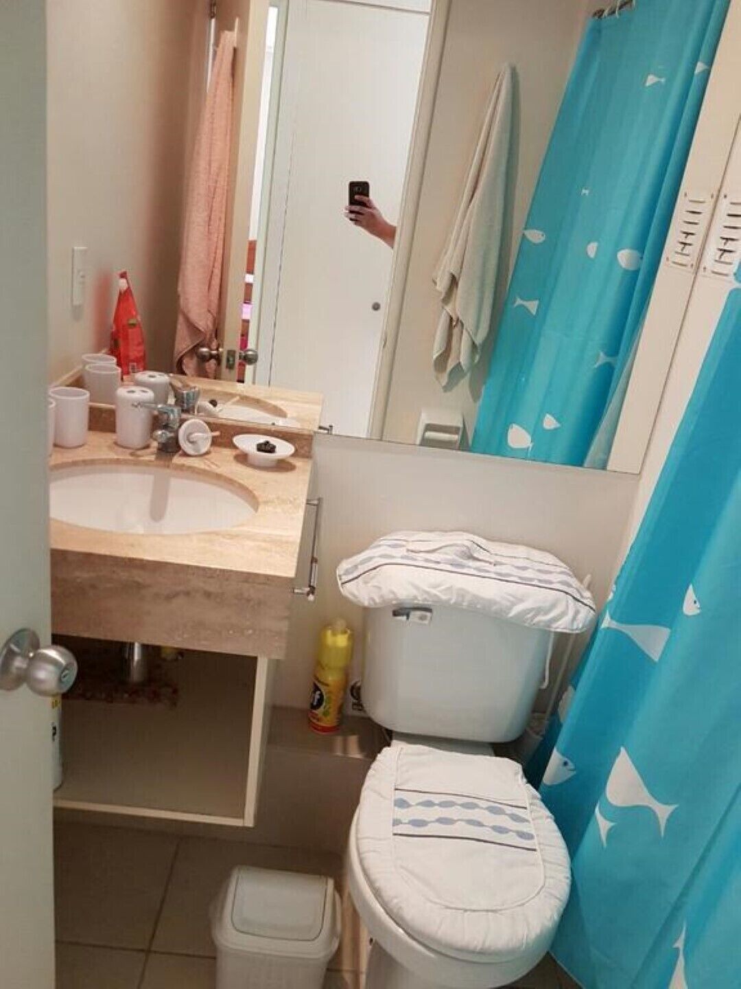 Combined shower/bathtub, hair dryer, towels, soap