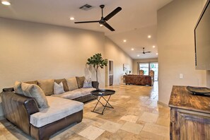 TV, fireplace - Indian Wells Retreat w/ Pool, Near Tennis Garden (Indian Wells)