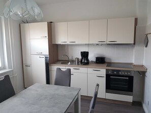 Fridge, microwave, oven