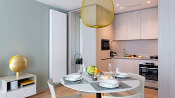 Premier Apartment, 2 Bedrooms | Private kitchen | Fridge, microwave, stovetop, espresso maker