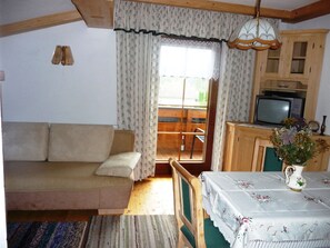 Télévision, cheminée, livres, chaîne hi-fi