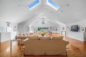 TV, fireplace - North Fork Farmhouse | Open Living | Near Vineyards | Sleeps 8 (mattituck)