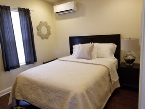 2 bedrooms, premium bedding, desk, laptop workspace