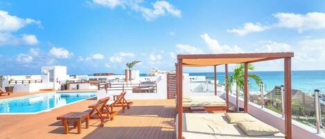 A rooftop pool