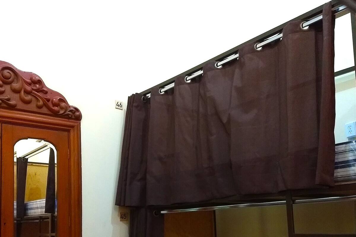 Blackout curtains, bed sheets