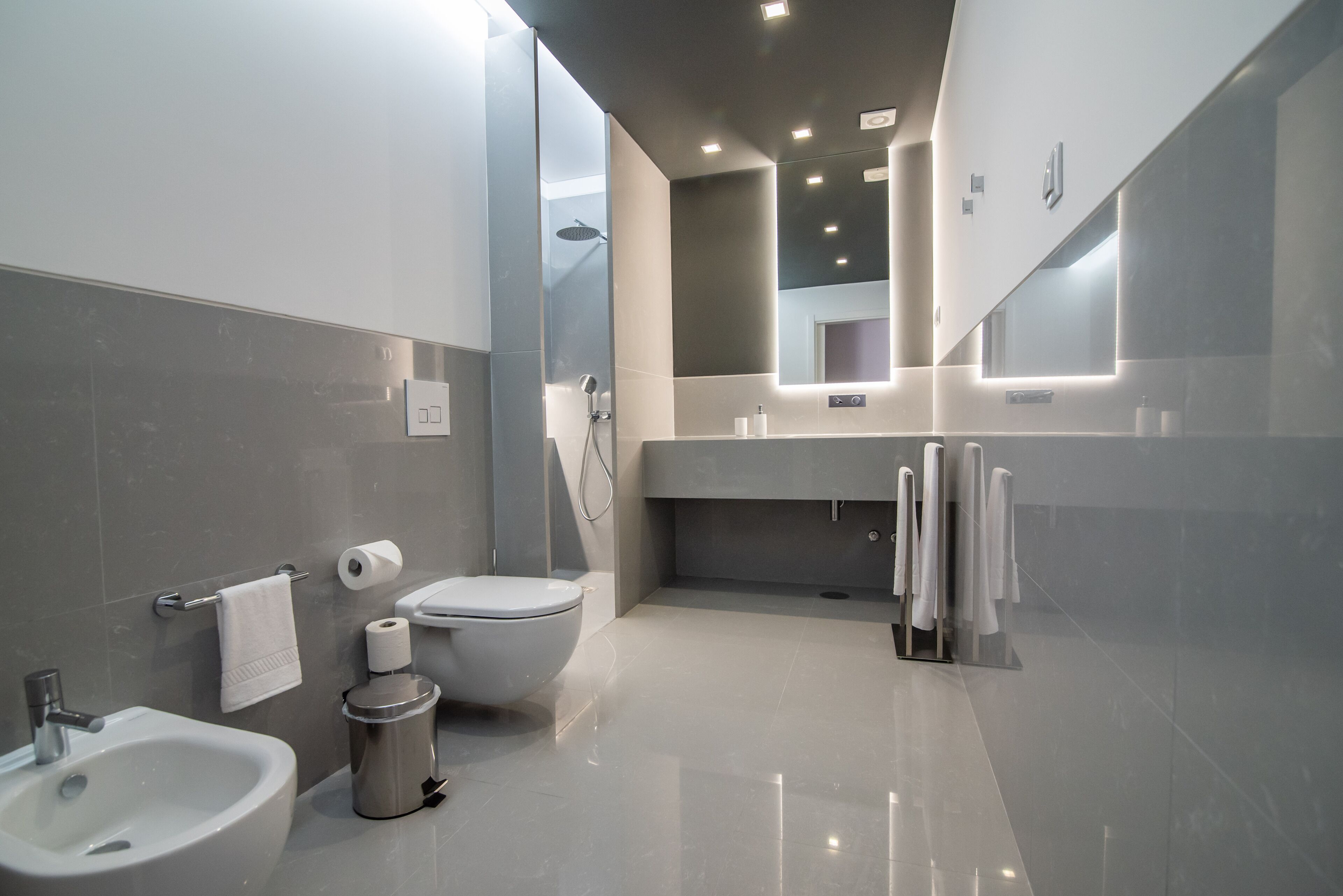 Standard Apartment | Bathroom | Shower, hair dryer, bidet, towels