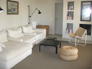 TV, fireplace, ping pong, books