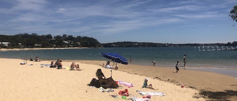 On the beach, beach towels