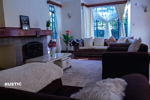 TV, fireplace, DVD player, books - Rustic Private Homes (Nairobi)