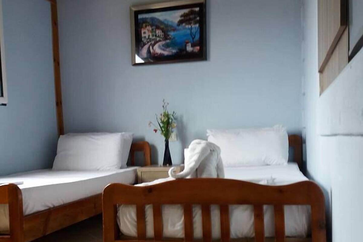 Habitación con 2 camas individuales | Escritorio, insonorización, tabla de planchar con plancha y wifi gratis