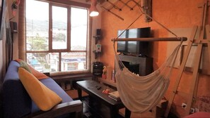 Smart-TV, Kamin, DVD-Player, Bücher