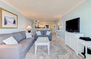 Flat-screen TV, DVD player, offices