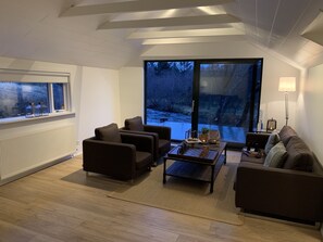 Smart TV, fireplace, Netflix, books