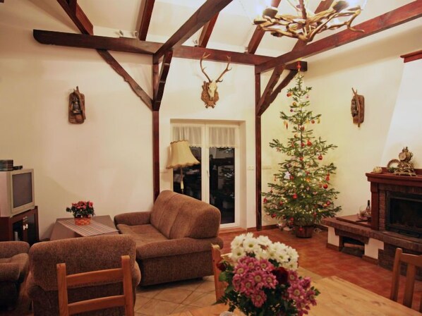 Télévision, cheminée