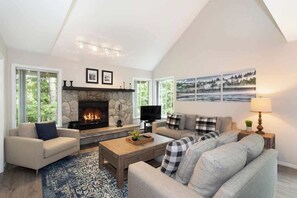 TV, fireplace, offices