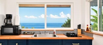 Tropical Ocean View Cottage Couples & Solo Retreat, Farm Jungalow Cabin w/ 180° Sunrise & Ocean View