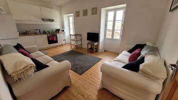 Televisión, reproductor de DVD, tenis de mesa y libros