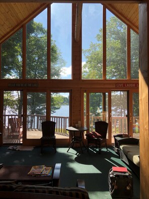 TV, fireplace, DVD player, books