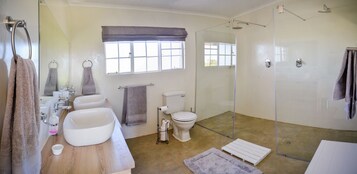 Ducha, secador de pelo, toallas, jabón