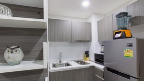 Deluxe Apartment, 1 Bedroom | Private kitchenette | Full-sized fridge, microwave, stovetop, electric kettle - Apartment Near Kata Beach 1 Bdr 15 (Karon)