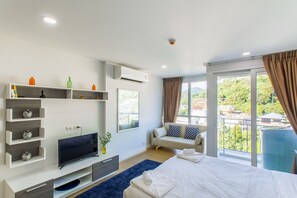Deluxe-Apartment, 1 Schlafzimmer | 1 Schlafzimmer, Verdunkelungsvorhänge, kostenloses WLAN, Bettwäsche