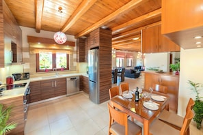 Villa, 5 Bedrooms, Private Pool, Sea View | Private kitchen | Full-sized fridge, microwave, oven, stovetop