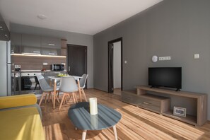 Apartment, 1 Bedroom, Balcony, City View | Living area | 32-inch LCD TV with cable channels, TV - Marina Beach Apartments (Pomorie)