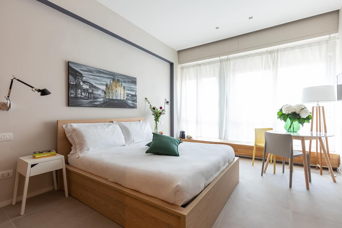 Studio | Premium bedding, individually furnished, desk, laptop workspace