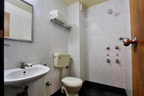 Shower, free toiletries, towels
