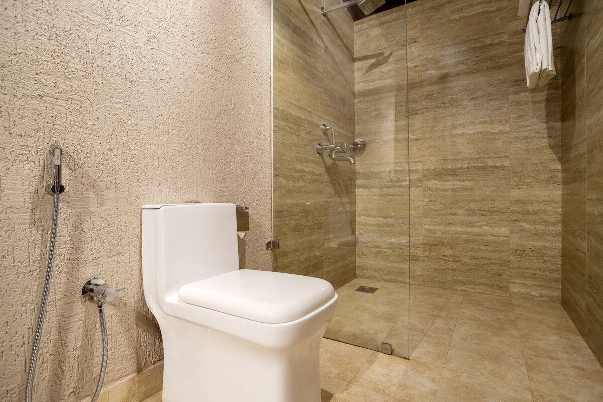 shower, free toiletries, hair dryer, slippers