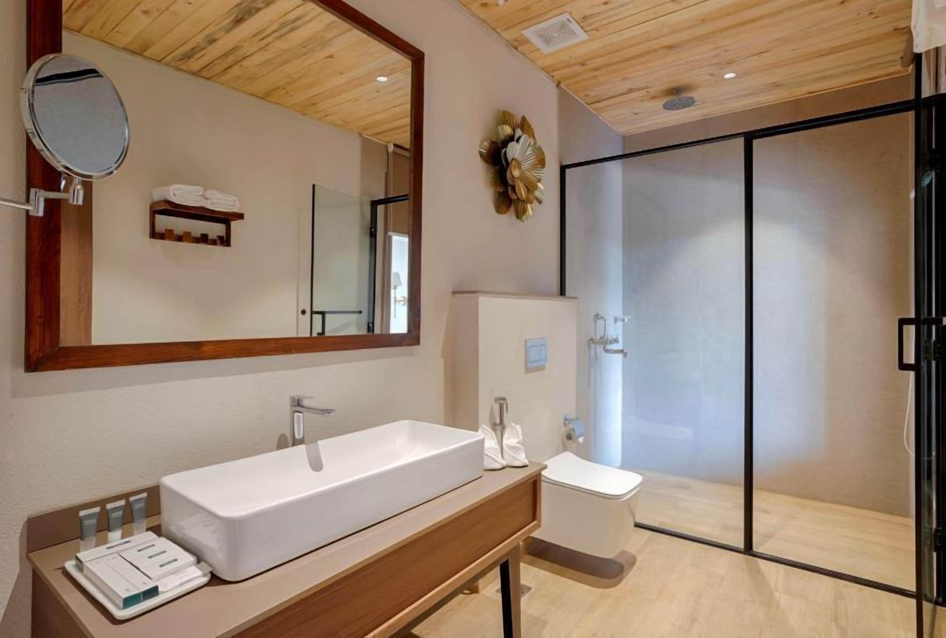 premium double room, courtyard view | bathroom | shower, free toiletries, hair dryer, slippers