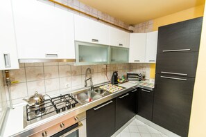 Loft (2 Bedrooms) | Private kitchen | Fridge, oven, dishwasher, electric kettle - Spacious Design Loft in Beautiful Neighborhood (Sarajevo)