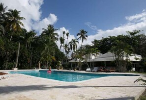Outdoor pool, open 8:00 AM to 8:00 PM, pool umbrellas, sun loungers - Turtle Lagoon Beach (Las Terrenas)