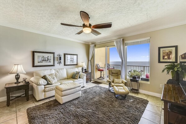 Condo, Multiple Beds, Balcony, Ocean View | Living room | 42-inch TV with cable channels - Treasure Island 1203 (Panama City Beach)