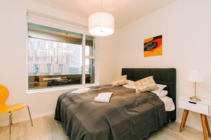 Apartment, 2 Bedrooms (Gullbrá) | Laptop workspace, soundproofing, free WiFi, bed sheets - Tower Apartments (Reykjavik)