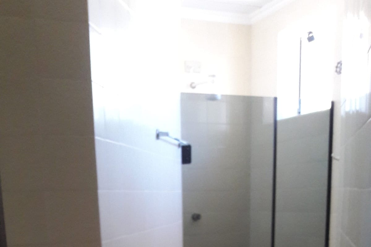 Shower, towels, toilet paper