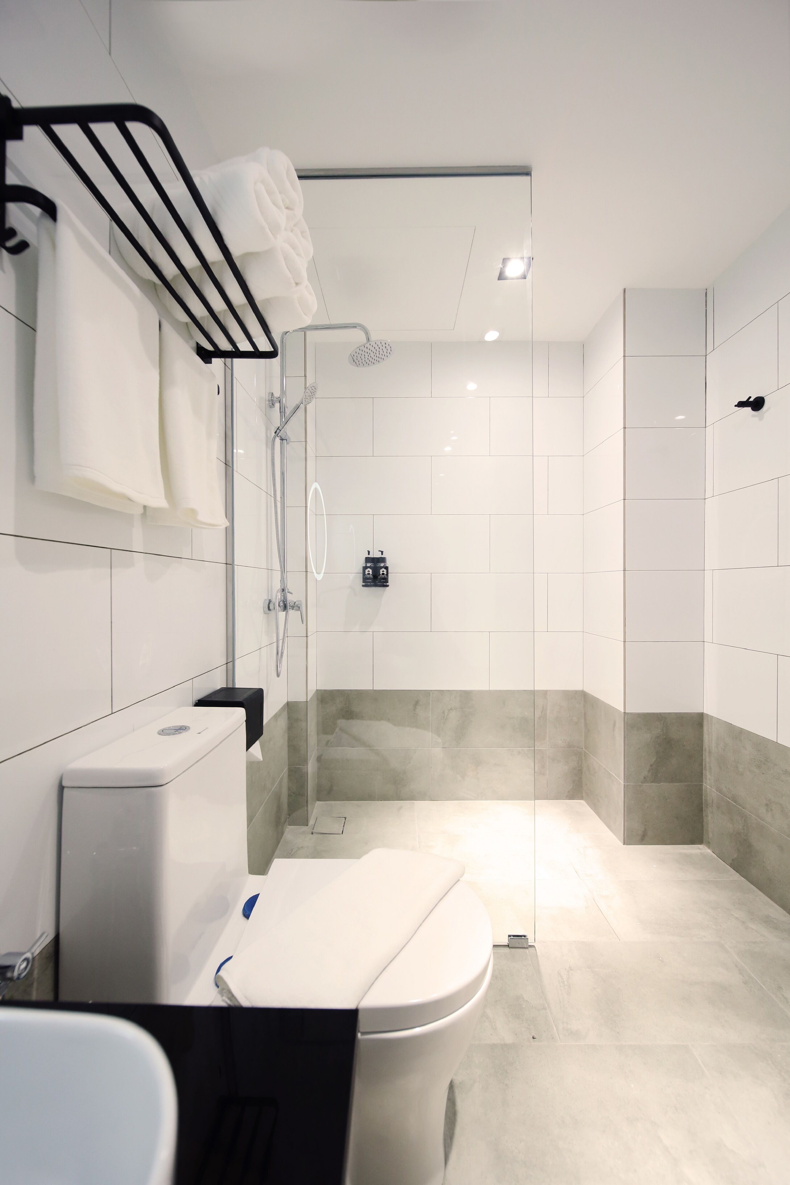 premium family-5 room | bathroom | shower, hair dryer, bidet, towels