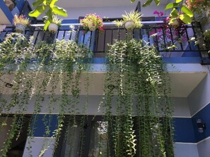 A building with hanging planters on the balcony. - Cherry Garden Homestay (Da Nang)